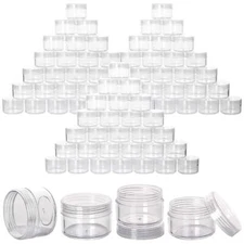 100 Count Refillable Sample Containers with Lids Cosmetic Jars 15 Gram Empty ...