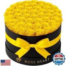 50 Preserved Roses, Forever Flowers for Delivery in Designer Round-Shaped Box