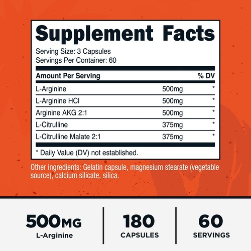 Primal Nitric Oxide Booster (2,250mg Per Serving)(180 Capsules) - Picture 2 of 5