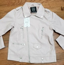 BRAND NEW Kids Pink zip up Faux leather Jacket Age 11-12