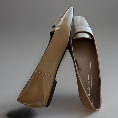ECCO NEW Margot Women's 8/8.5 Leather Ballerina Flat Comfort Shoes Med Brown NEW