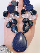 Lola Rose Stunning Sparkly Blue Sandstone Quartz Onyx Statement Collar Necklace