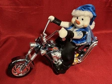Dan Dee Musical Animated "Snow Machine" Snow Man on Motorcycle Christmas
