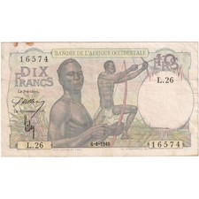 [#377376] French West Africa, 10 Francs, 1948-01-06, EF