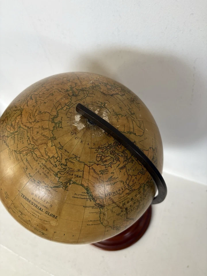 "Antiguo mapa del mundo terrestre educativo de Felipe J Bartolomé 16"" de alto" Foto 2 de 4