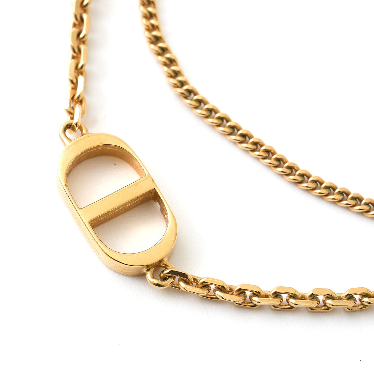 アクセサリー Dior PETIT CD DOUBLE NECKLACE Dior Petit CD Crystals Gold Tone Double Strand Necklace Dior