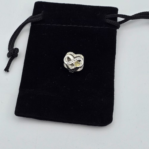 November Birthstone Charm S925 Sterling Silver Yellow Hearts Fits Bracelets - Picture 8 of 8