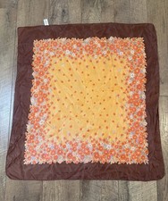 Vintage Floral Orange Brown All Weather Nylon Scarf 26  x28  