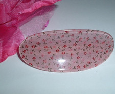 VINTAGE PINK AND RED LUCITE FLORAL HAIR BARRETTE