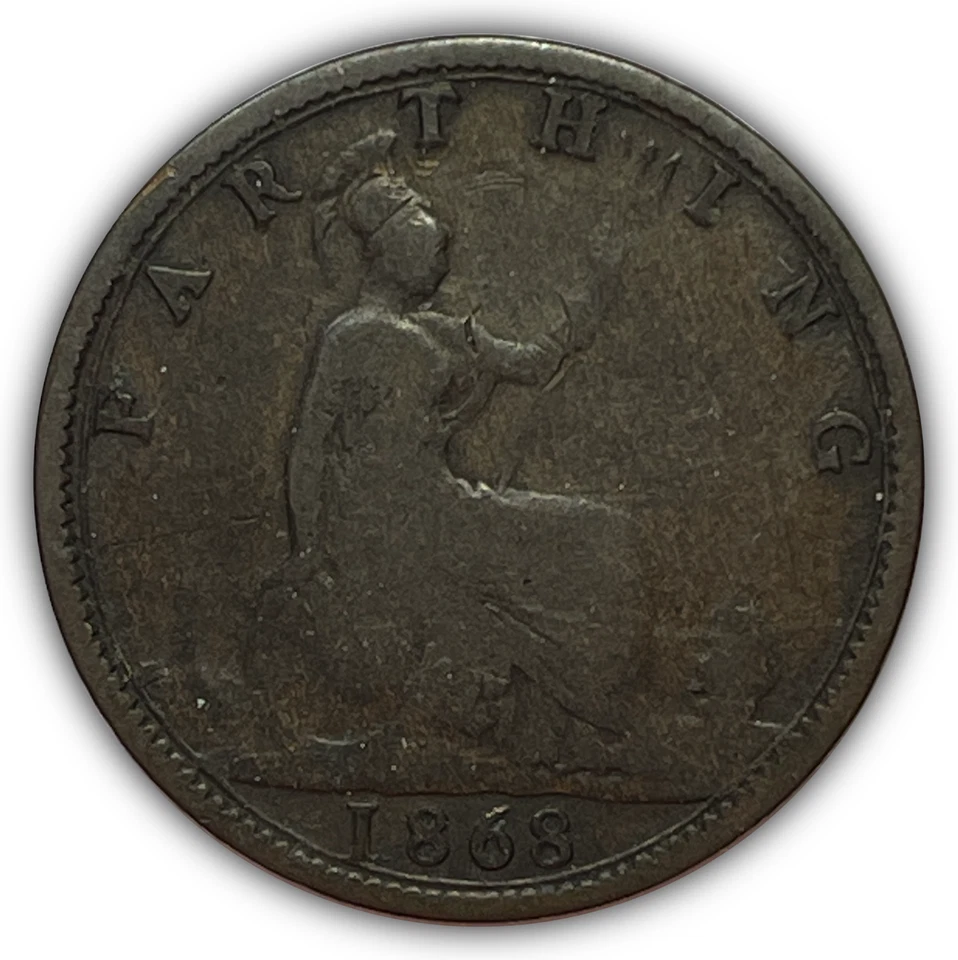 1868 Farthing Great Britain UK Victoria Very Good VG Coin #28480 - Image 2 of 3