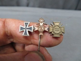 WWI GERMAN MINIATURE MEDALS STICKPIN IRON CROSS BAVARIAN MILITARY MERIT HONOR