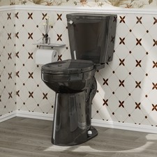 21" Tall Black Elongated Two Piece Toilets for Seniors Soft-Close Seat 1.28GPF