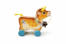 Vintage Fisher-Price #656 #656 Fisher Price Bossy Bell Cow w/ Bell & String 