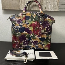 Brahmin Large Duxbury WILDFLOWER Genuine Leather Satchel W/2 Eyes NWT