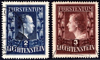 LIECHTENSTEIN: 1951 Pr.Francis Joseph II/Pr.Georgina Sg 302/3 F.Used Cat £700