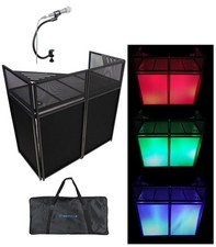 Rockville ROCKBOOTH XL DJ Booth Event Facade Table Bag Scrim Gooseneck Mic Stand