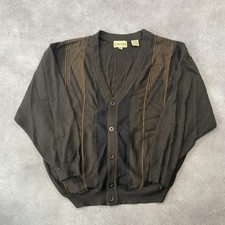 Cavori Cardigan Mens 2XL Vintage V-Neck Acrylic Wool Button Up Sweater, Brown