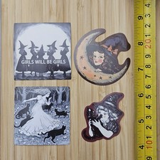 WITCHCRAFT S94 WITCH CIRCLE WITCHES MOON BLACK CATS MAGIC WILD STICKERS LOT 