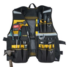 Tool Vest Reflective Safety Jacket Removable Phone Holder Electrician Carpenter