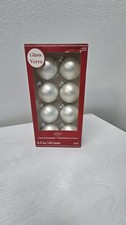 New Ashland Glass Christmas Ornaments White 2.5" 8 Ct. In Each