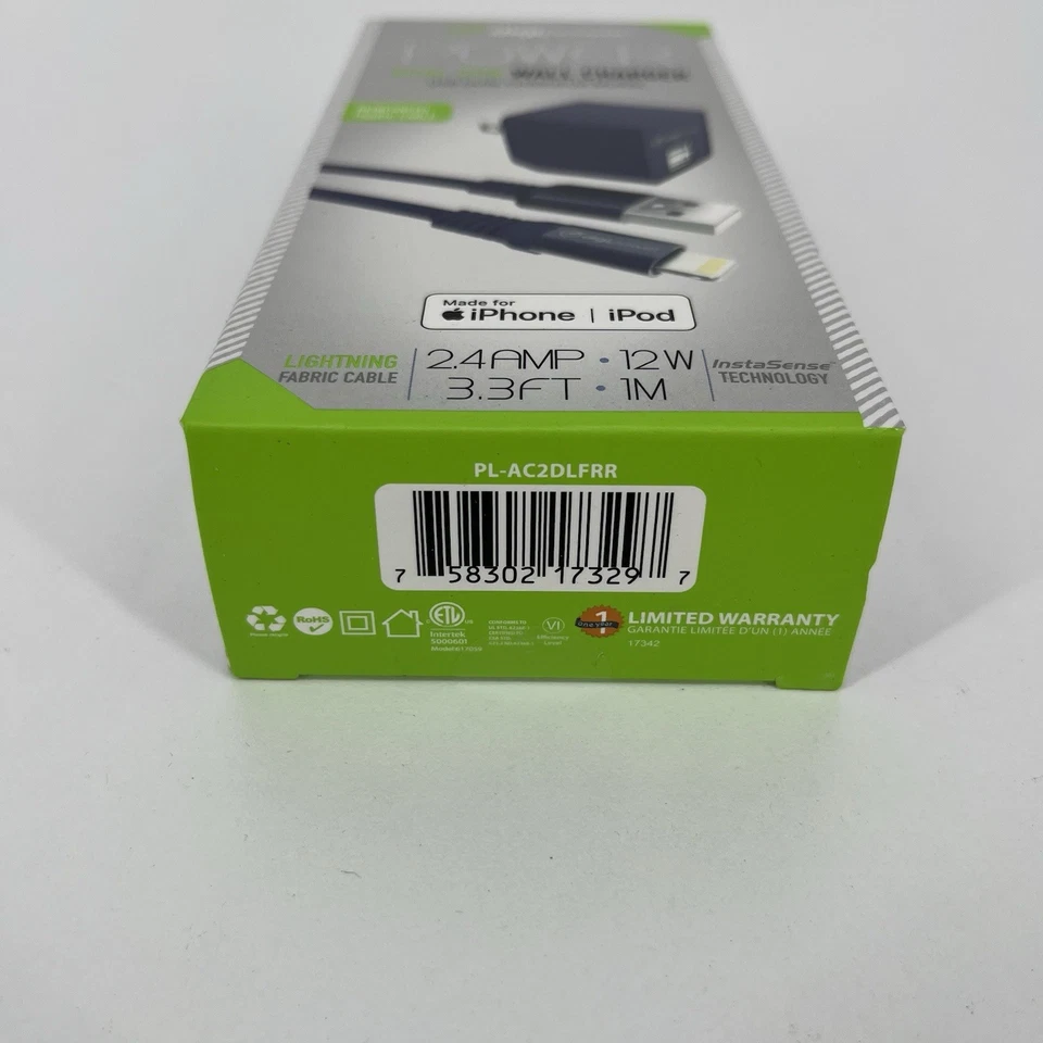 Зарядное устройство настенное Digipower два USB и кабель зарядки Lightning 3,3 фута сертифицированный MFi - Изображение 4 из 4