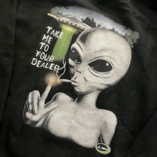 Sudadera con Capucha Sullen Lil Mayo Alien Smoking Lord Gráfico Polar Talla L