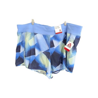 Reebok Women Plus Size Shorts 3X New Run Fitness built in brief gym pocket blue