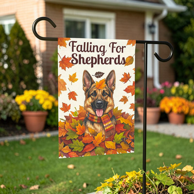 Falling For Shepherds German Shepherd Garden Flag Double Sided 12x18 24x32