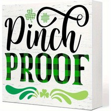Lucky Irish Decor Wooden Box Sign Pinch Proof Clover Art For St Patricks Day