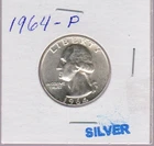 1964 Washington Quarter 90% Silver BU/MS High Grade Last Year Silver