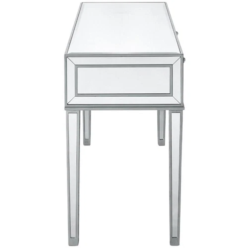 Elegant Decor Reflexion 2 Drawer Mirrored Bedroom Vanity Desk in Antique Silver - Picture 5 of 12