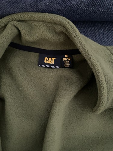 CAT Caterpillar Workwear Olive fleece Vest Full Zippered Boys Medium 10-12 - Picture 6 of 7
