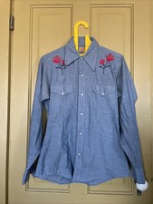 Vintage Sears Western Snap Up Shirt Embroidered Tailored Shirt