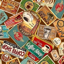 Let's Coffee - 1 yard price - Continuous yards available.