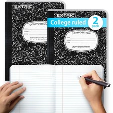 EXTRIC Composition Notebook College Ruled   2Pack 2 Pack, Black