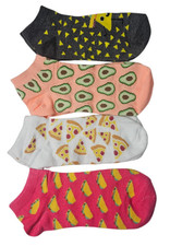 Women's Ankle Socks 4 pairs Avocado Pizza Taco Tortilla Chip 8/10 Silly Funny