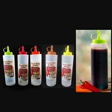 2 Pc Clear Plastic Bottle Squeeze Condiment Ketchup Mustard Oil Mayo Sauce 12oz