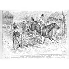 ELLIMAN'S EMBROCATION Cavallo che salta sopra il cancello pubblicità vittoriana 1890