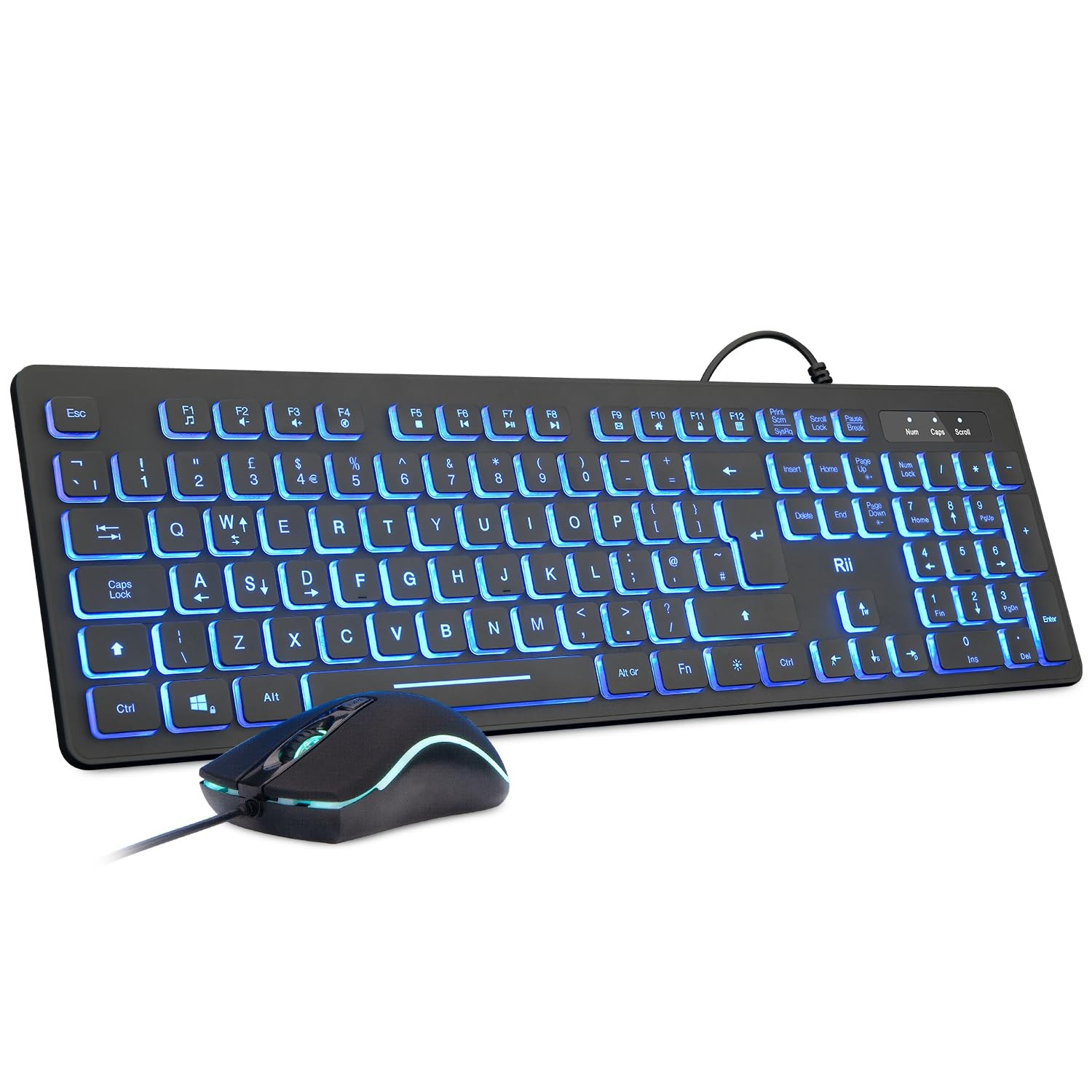 Rii Wired keyboard and mouse, RK105 USB Keyboard Mouse with Black