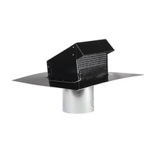 4" Galvanized Steel Black Metal Roof Cap Stem Vent w/Damper  Flashing 556060