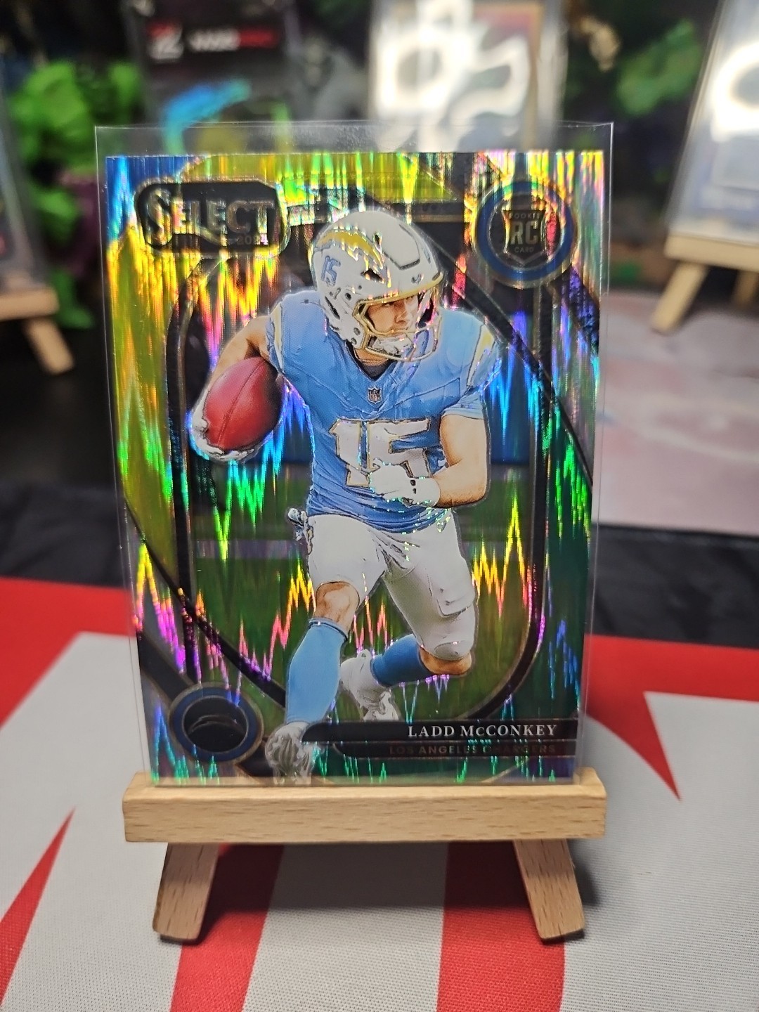 2024 Panini Select - Club Level Ladd McConkey #268 Green & Yellow Shock (RC)