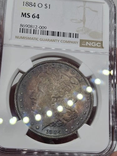 1884-O Morgan Silver Dollar NGC MS64 -63- ☆ PURPLE BLUE OBV AND REV