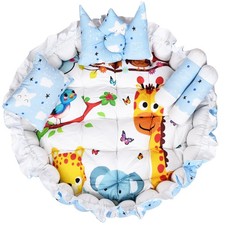 Baby Nest Lounger Bedding Set – Blue Animal Design – Newborn Baby