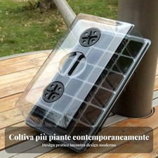 Seminiera a 24 Celle con Coperchio Design Rialzato Scatola per Semina Rialzata