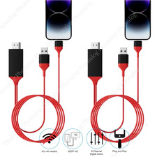 For iPhone 14 13 12 11 8 7 iPad HDMI Mirroring Phone to TV HDTV Adapter AV Cable