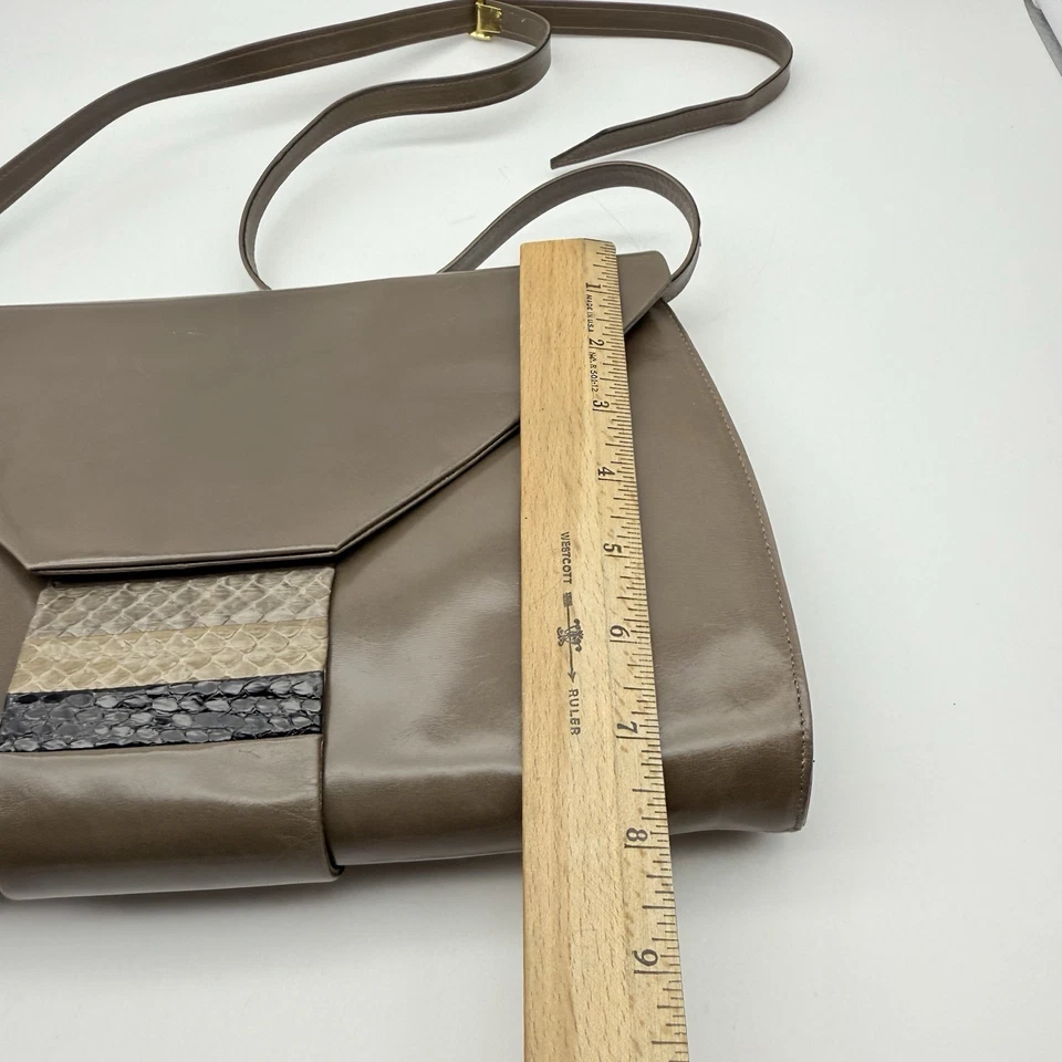 Bolso sin asas BRUNO MAGLI camel tostado topo sobre cuero vintage italiano Foto 3 de 4