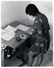 1970s Woman at Drafting Table Working Ad Layout Office Vintage photo 8x10