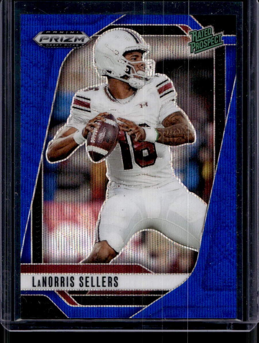 LaNorris Sellers 2025 Panini Prizm Draft #165 Rated Prospect Blue Wave /299