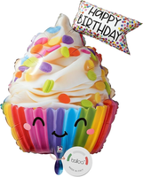 Folienballon Xxl Cupcake Happy Birthday, Helium Ballon Bunte Deko, Luftballon Ge