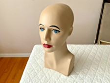 Vintage Realistic Mannequin head Makeup plastic wig hat display 15" tall